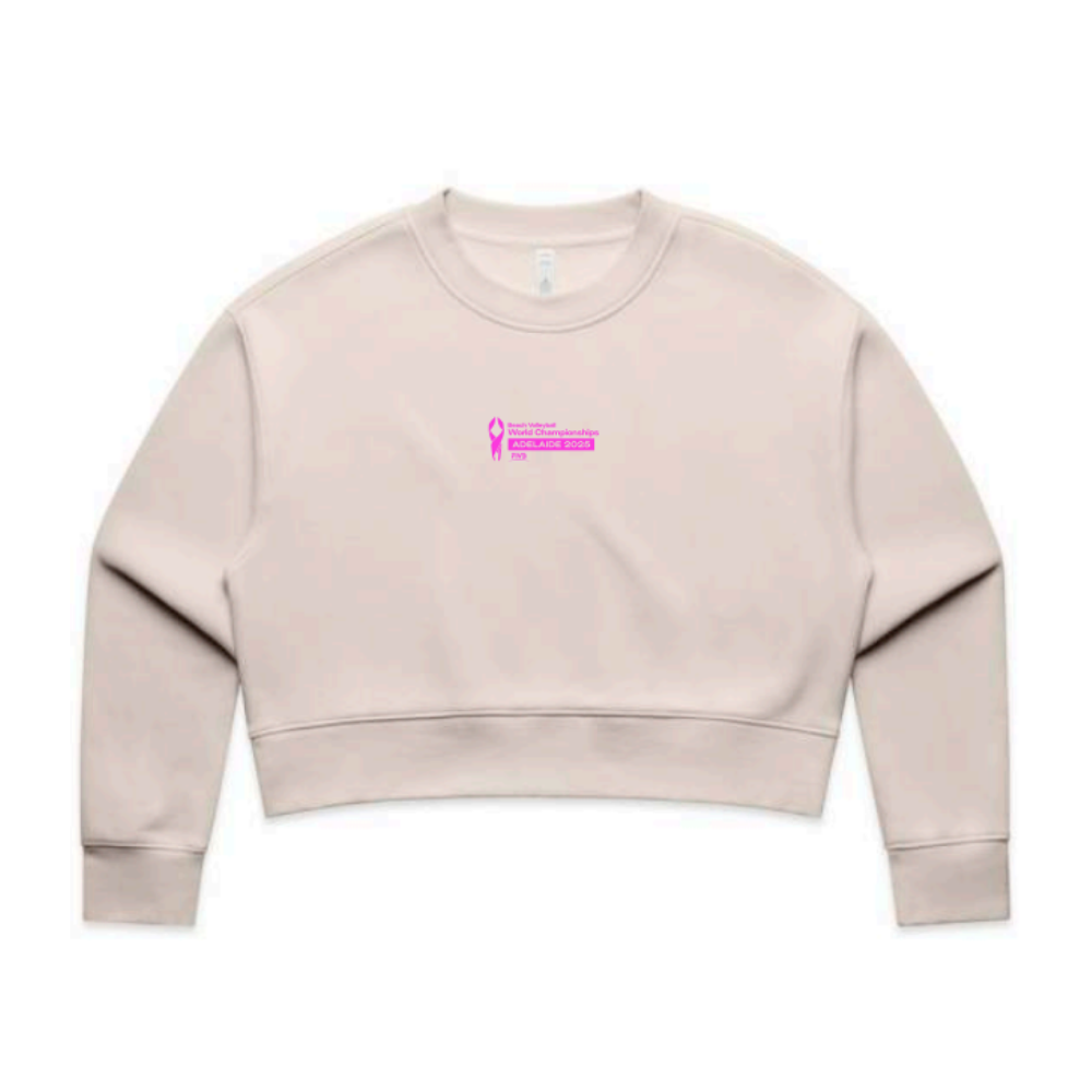 Volleyball Australia | BVWC | Women's Relax Crop Crew - Ecru - Country