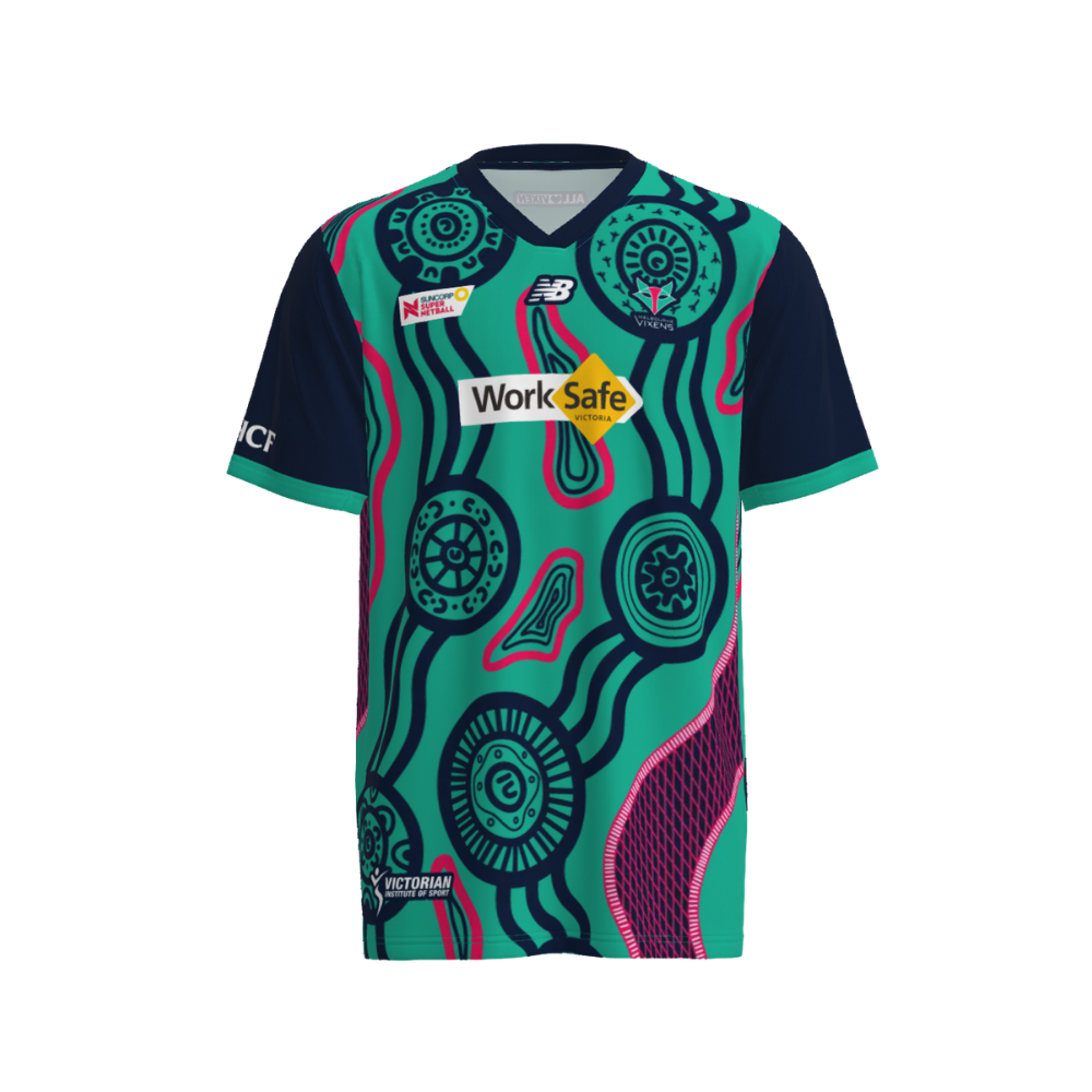 Melbourne Vixens | New Balance - MV Team Replica First Nations Warm Up Tee
