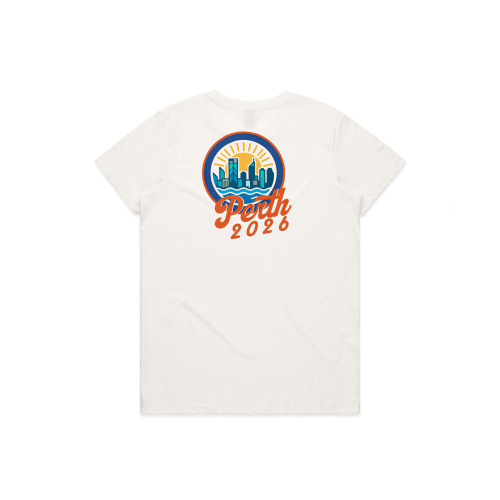 UniSport | Perth 2026 Sunset Women’s Tee – Natural