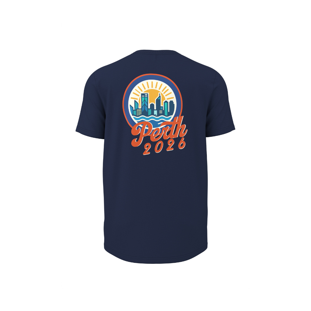 UniSport | Perth 2026 x New Balance Sunset Unisex Tee – Navy