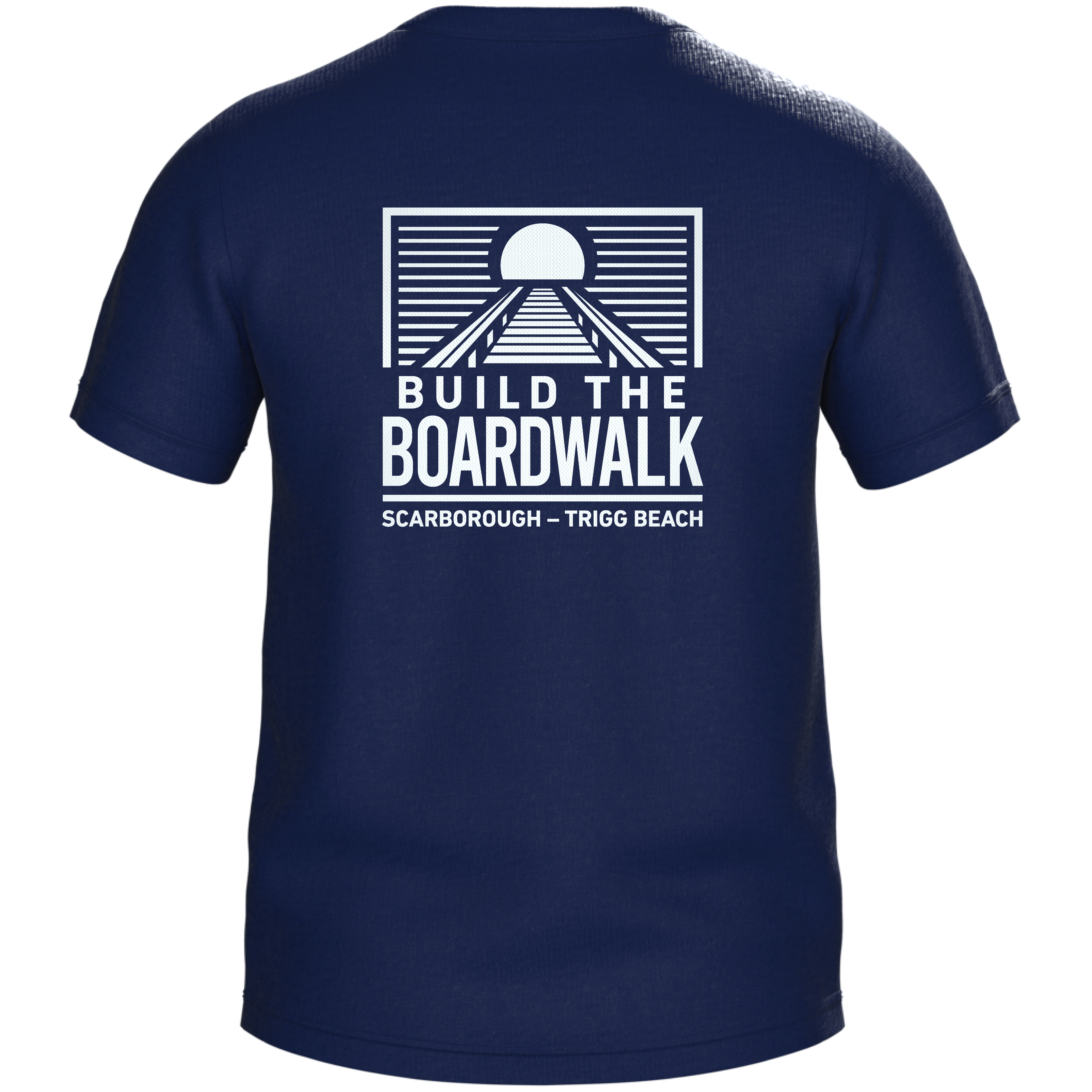 Build the Boardwalk | PRE-ORDER | Classic Tee with Dual BTB Print - White & Navy