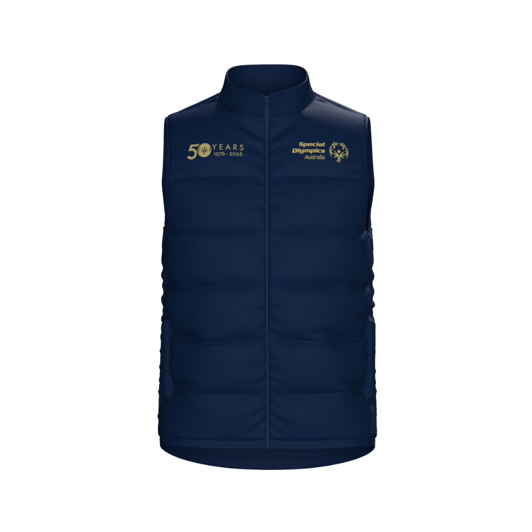 Special Olympics 50 Year Merch | PRE-ORDER | Navy Puffer Vest x 3 EMB Logos