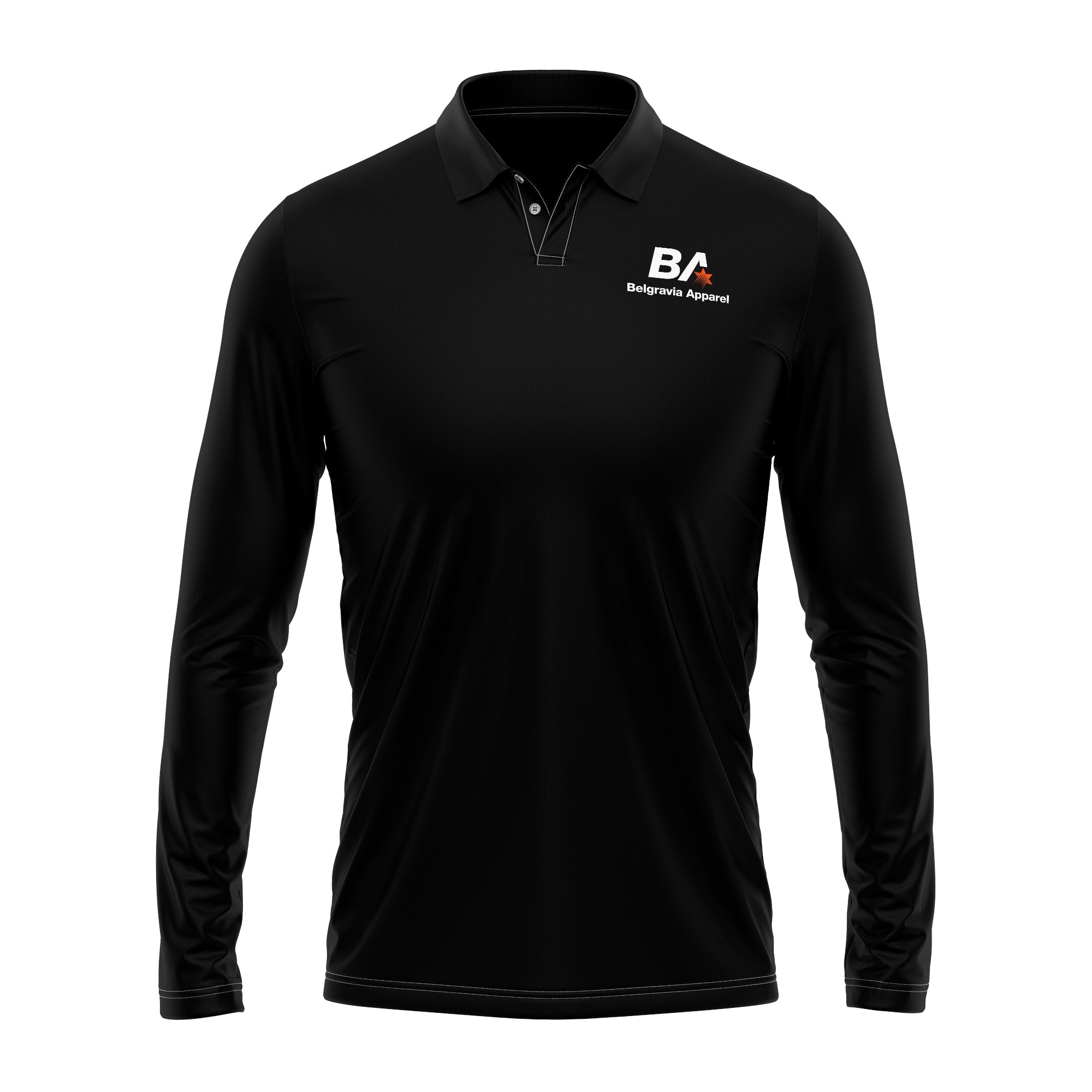 Belgravia Apparel | Sports AU-Belgravia Apparel Staff | Mens Black Long Sleeve Pique Polo-Belgravia Apparel - Staff
