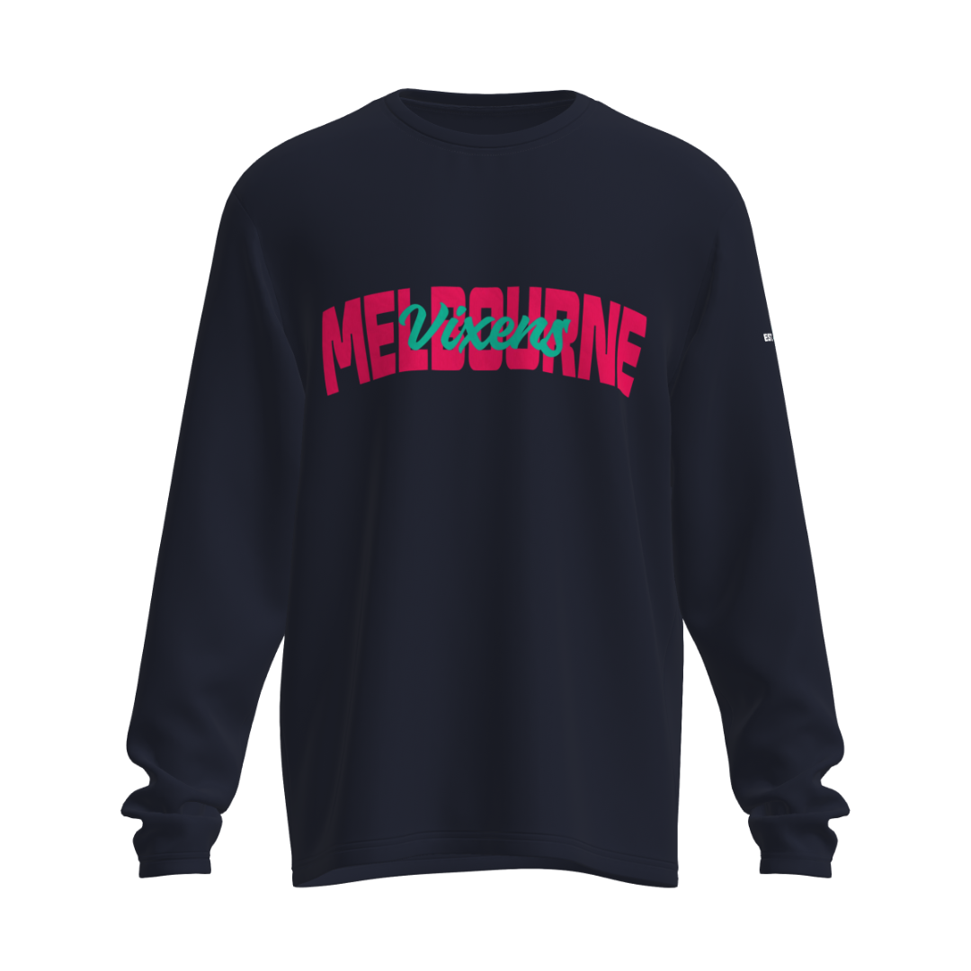 Melbourne Vixens | New Balance - MV Team Replica Travel Cotton LS T-Shirt Navy