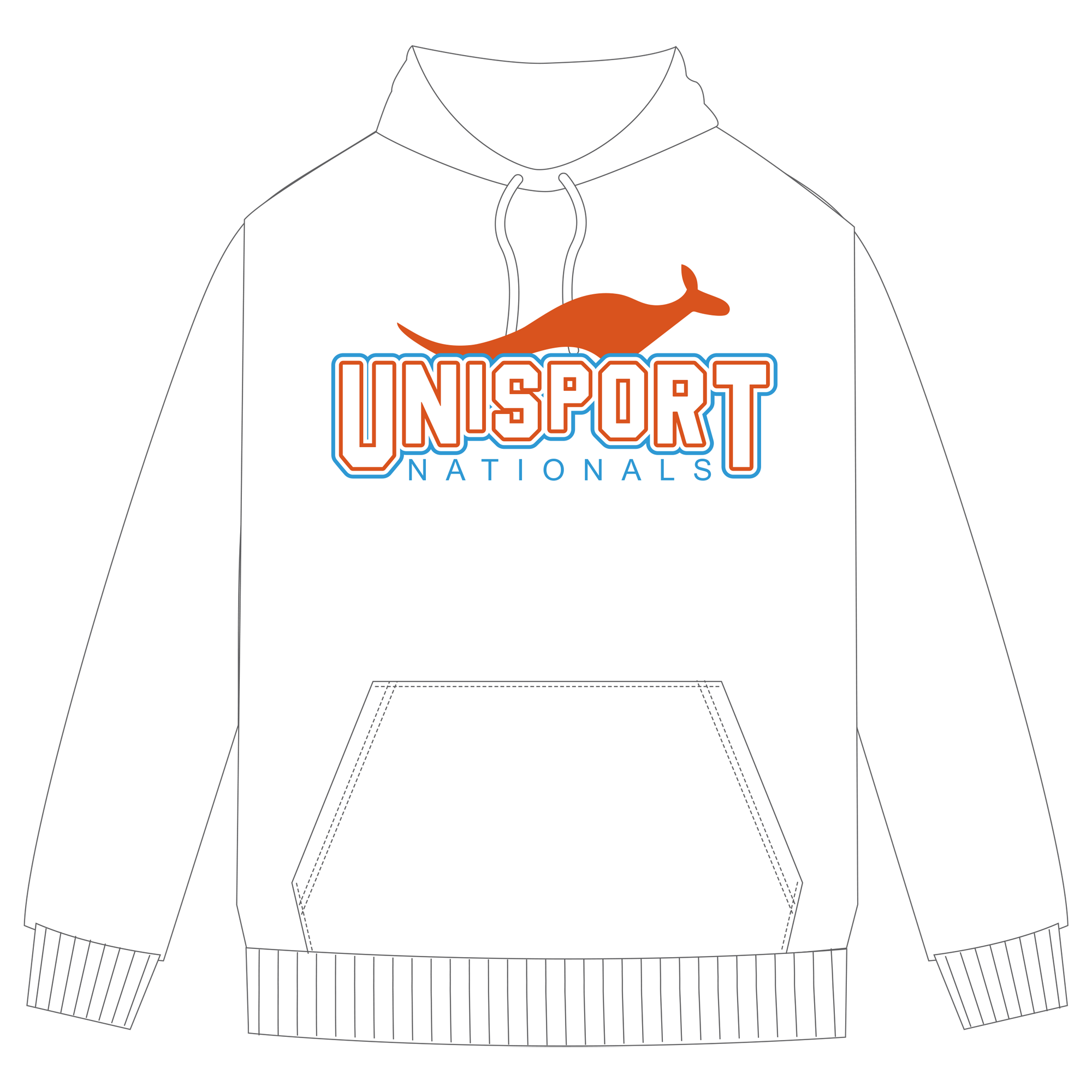 UniSport Nationals | Kangaroo Pocket Hoodie - White