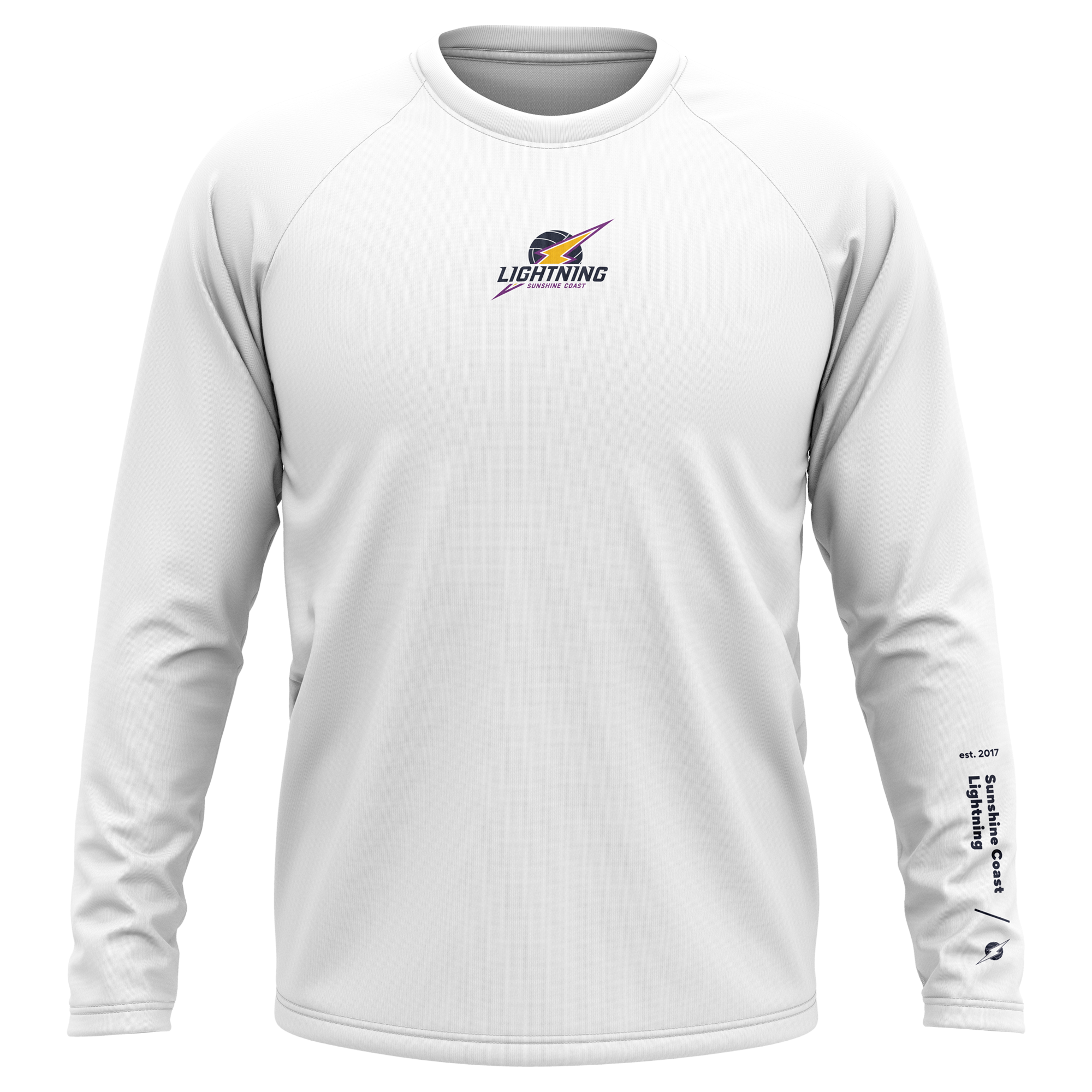 Sunshine Coast Lightning | Casual White LS Raglan Cotton Tee - Youth