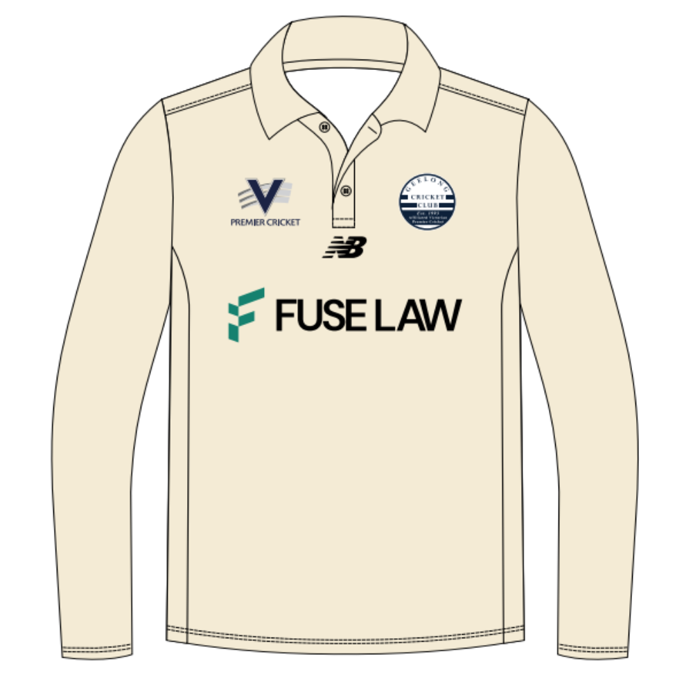 Geelong Cricket Club | PRE-ORDER | NB Unisex Polo - Two Day - Cream - Long Sleeve