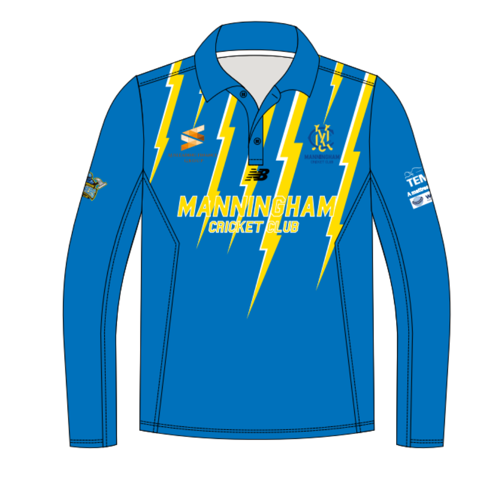 Manningham Cricket Club | PRE-ORDER | NB Unisex Blue Playing Polo - Long Sleeve