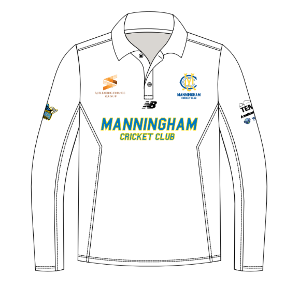 Manningham Cricket Club | PRE-ORDER | NB Unisex White Playing Polo - Long Sleeve
