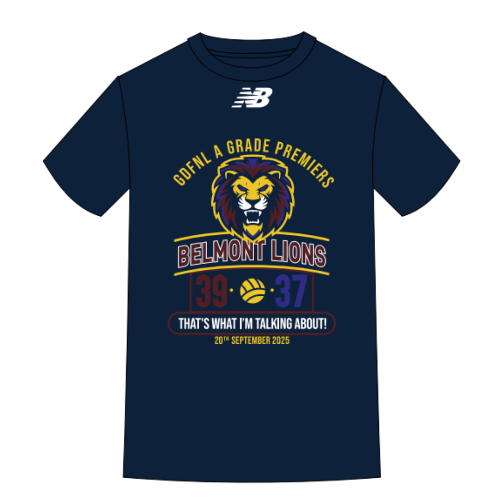 Belmont Lions Sports Club | PRE-ORDER | 2025 NB Unisex Cotton Tee - A GRADE PREMIERSHIP