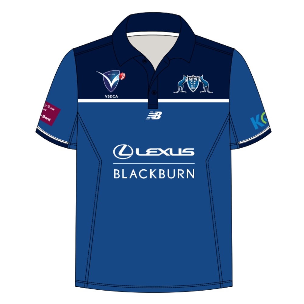 Mount Waverley Cricket Club | PRE-ORDER | NB Unisex Senior Cricket Polo - Blue - Short Sleeve