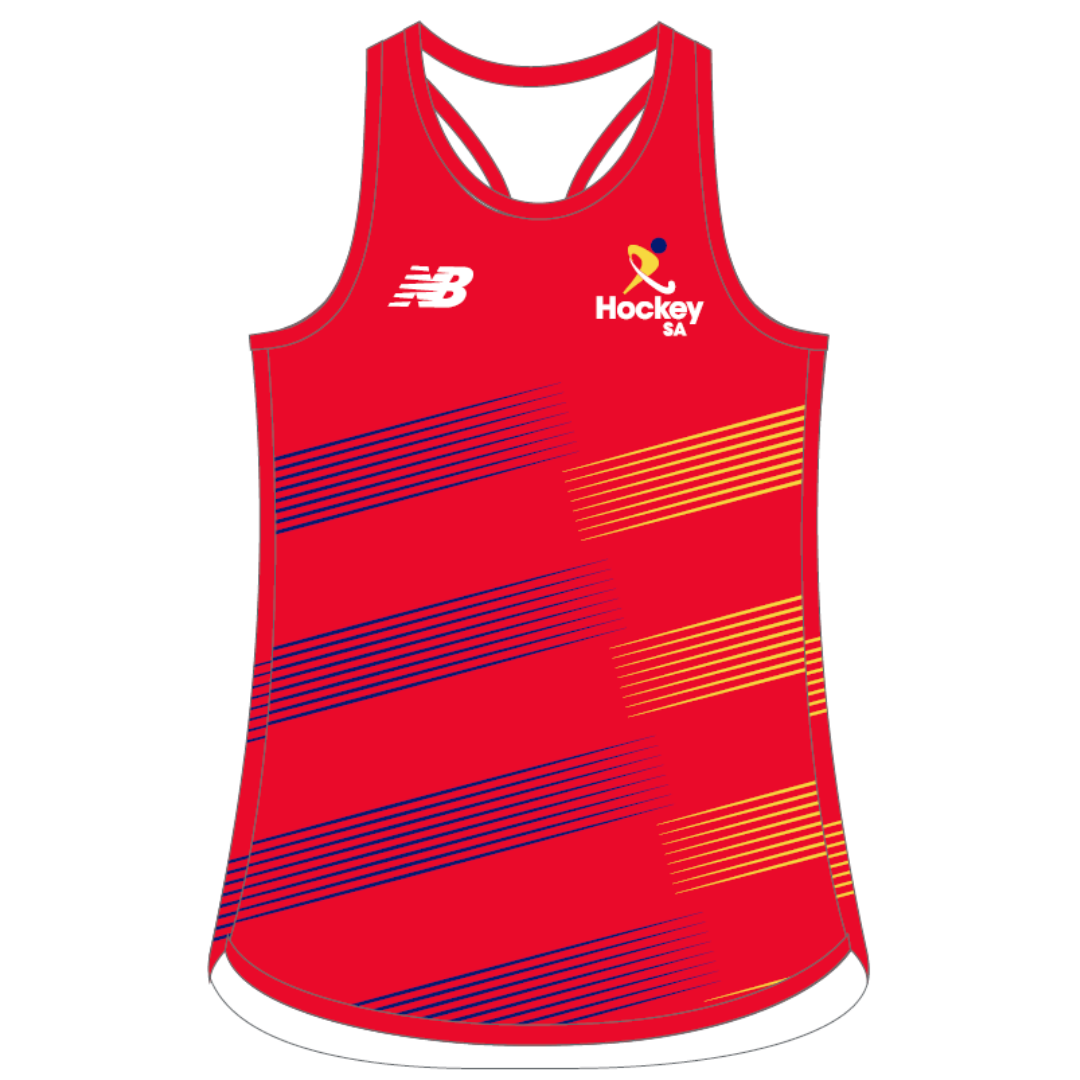 Belgravia Apparel | Sports AU-Hockey SA Masters | PRE-ORDER | Ladies Playing Singlet Red-Hockey SA