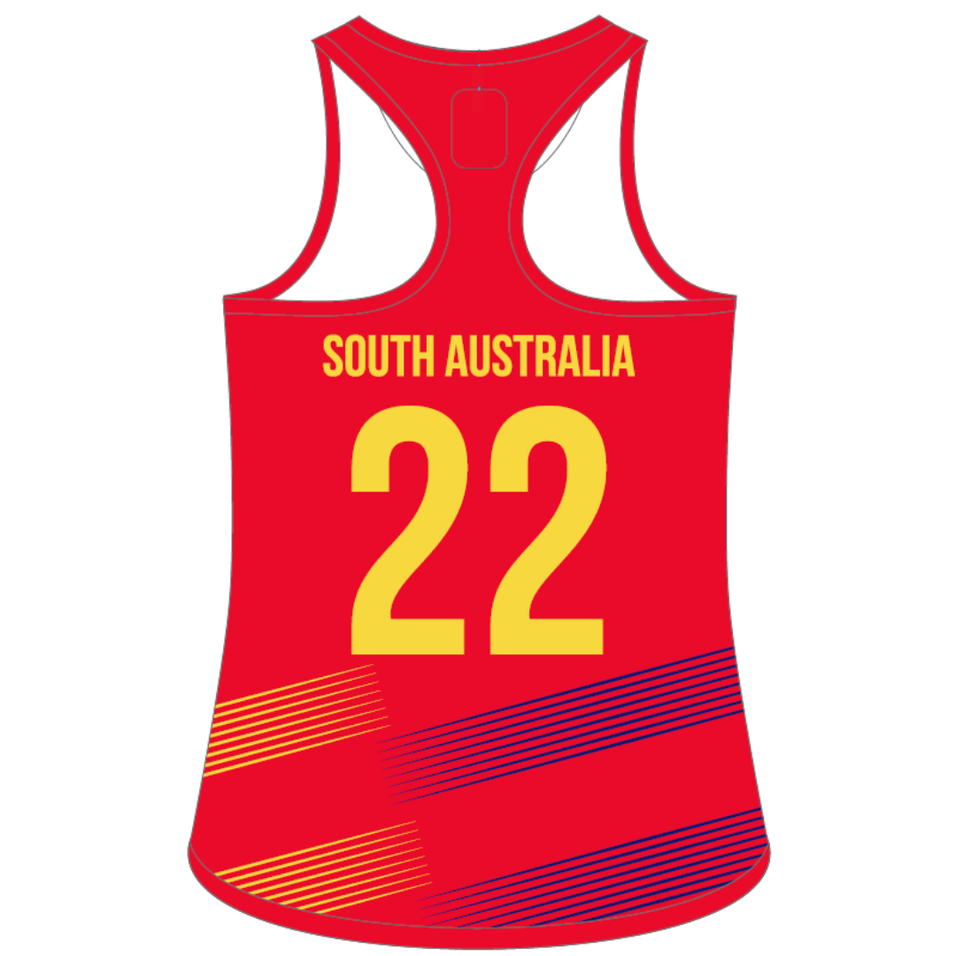 Belgravia Apparel | Sports AU-Hockey SA Masters | PRE-ORDER | Ladies Playing Singlet Red-Hockey SA