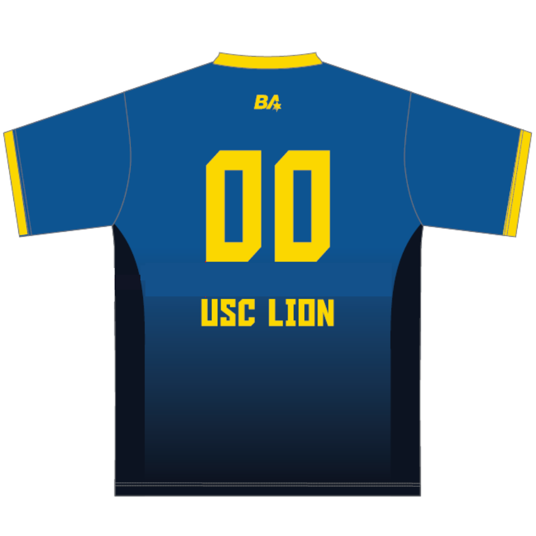 Belgravia Apparel | Sports AU-USC Lion Volleyball Club | PRE-ORDER | Playing Tee - Female Cut - Blue/Gold-USC Lion Volleyball Club