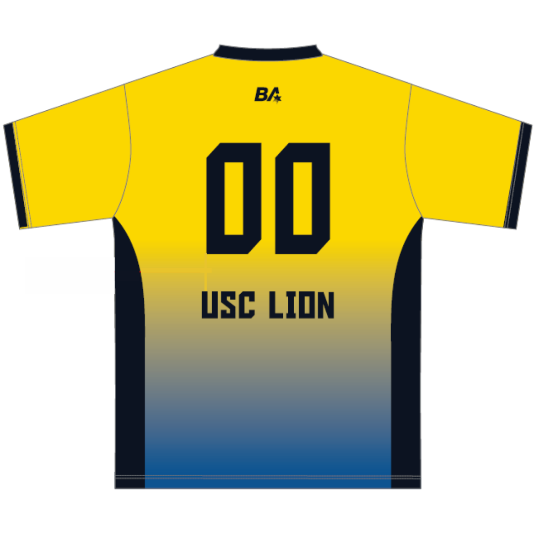 Belgravia Apparel | Sports AU-USC Lion Volleyball Club | PRE-ORDER | Playing Tee - Female Cut - Gold/Blue-USC Lion Volleyball Club