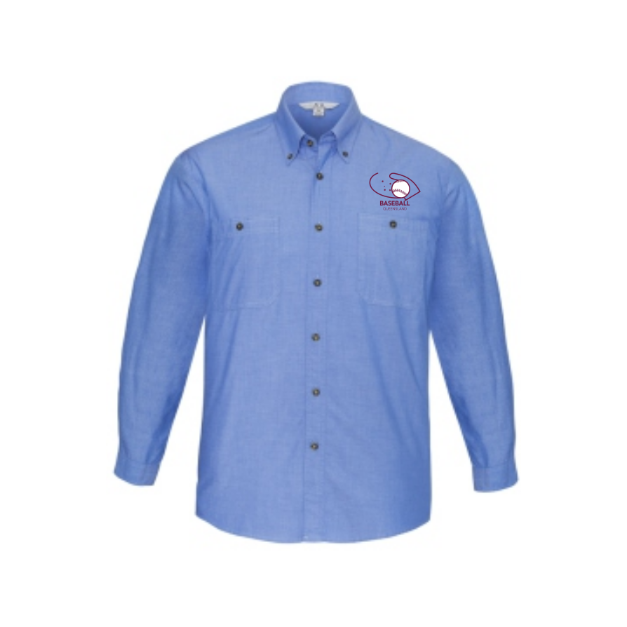 Belgravia Apparel | Sports AU-Baseball QLD | PRE-ORDER | Player - Mens Chambray Shirt-Baseball Queensland